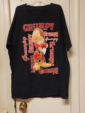 Disney Grumpy Graphic Tee - Black with Red and Cream